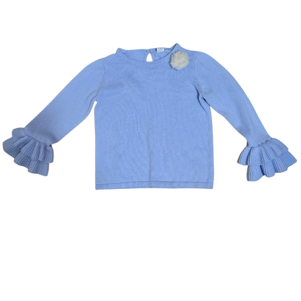 Janie and Jack Light Blue Ruffle Sleeve Sweater Size 4 - Picture 2 of 10